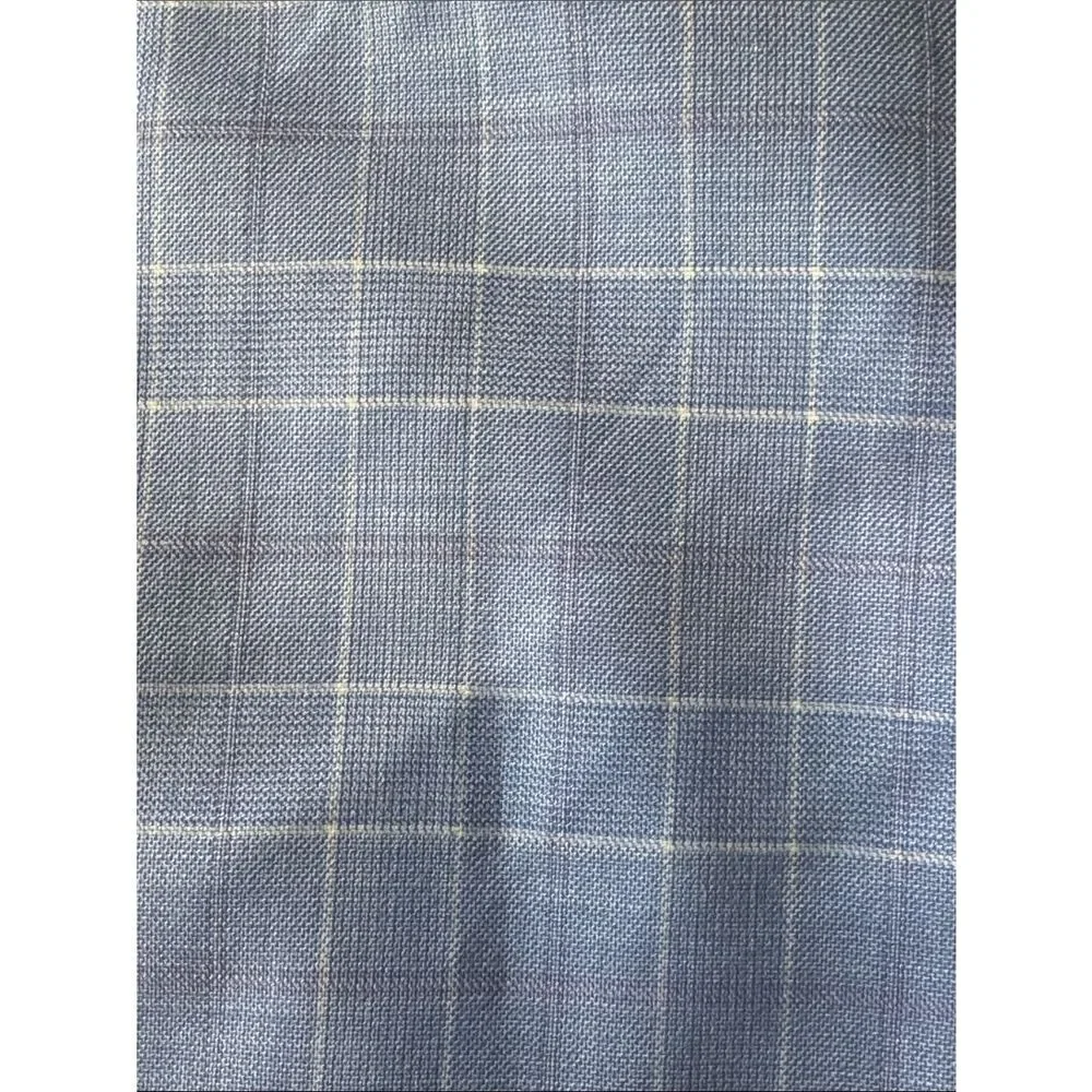 Men’s Light Blue Windowpane Double-Breasted Vest V-Neck Size 36 NWOT